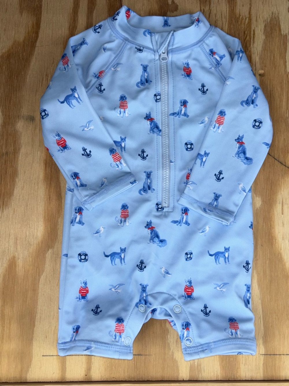 Janie and Jack Baby Rashguard Swimsuit 0–3M Nautical Dogs Anchor Long Sleeve Zip